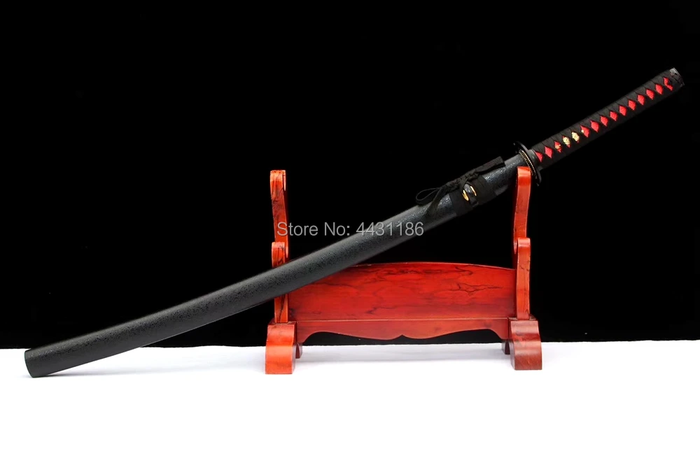 Handmade Japanese Samurai Sword Katana Full Tang High Carbon Steel Red Blade Sharp Home Decoration Collection Real Knife Swords