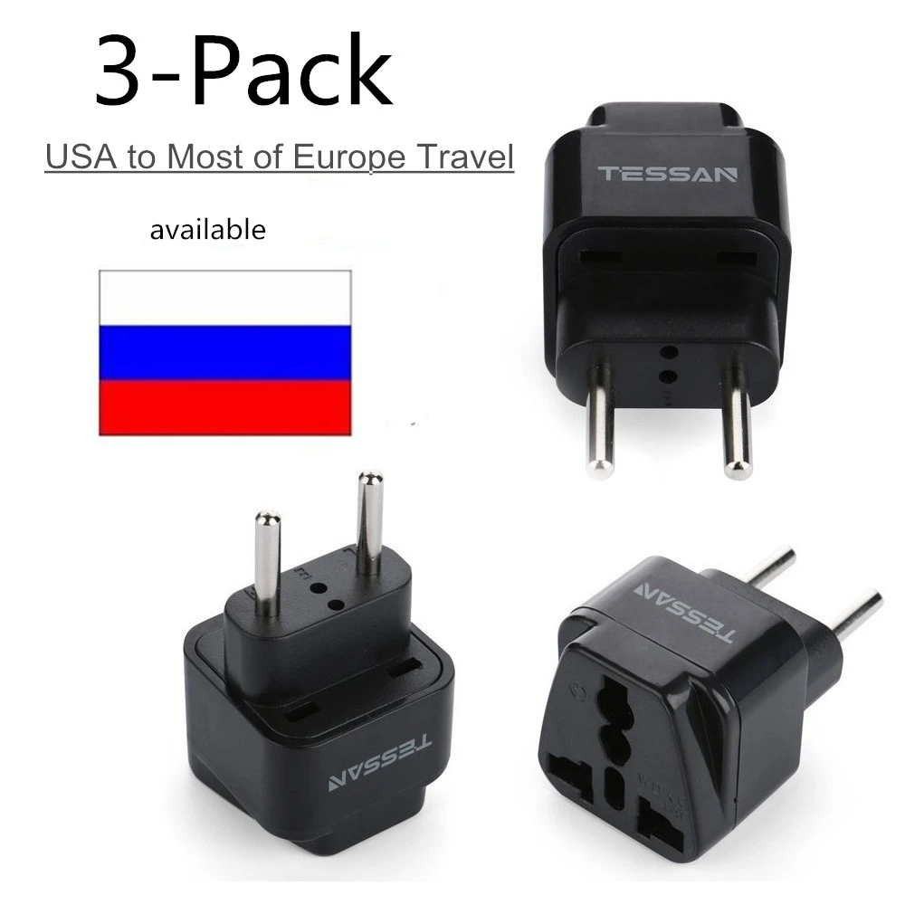 

TESSAN Universal Outlet US To EU Travel Plug Adapter The most of Europe Travel Prong Adapter Plug Kit 3 Pack US TO EU