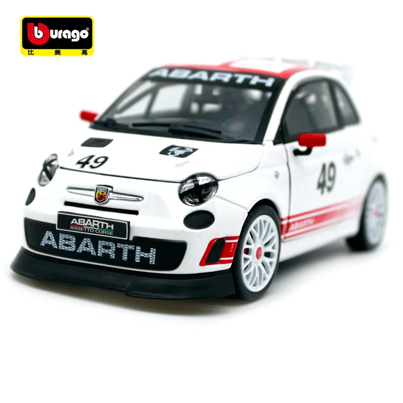 Bburago 1:24 Fiat ABARTH 500 Assetto Corse 49# Белый спортивный автомобиль литая модель автомобиля игрушка Новинка в коробке 28101