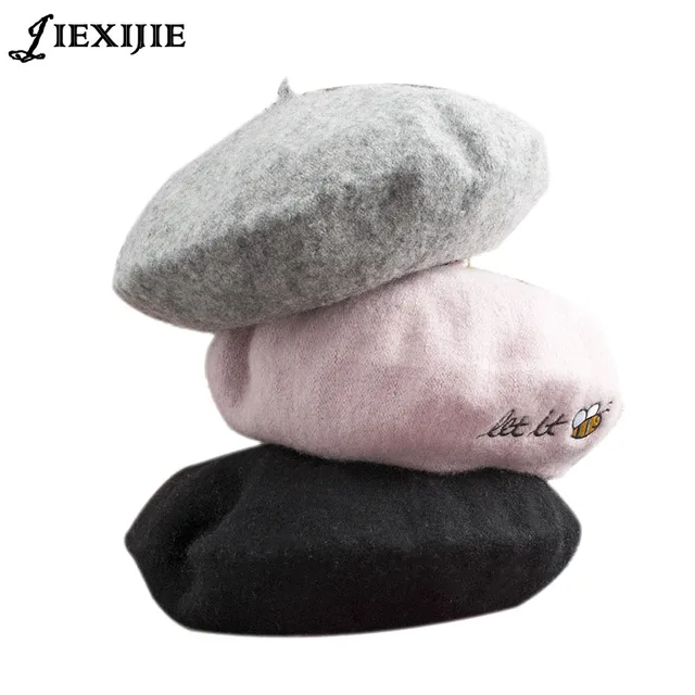 new wool Beret hat Japanese embroidery Princess sweet lolita College