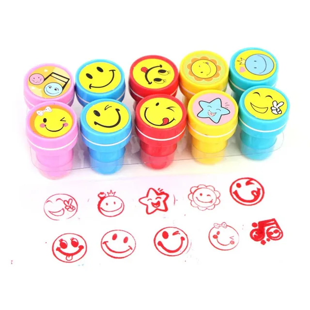 Buy 10Pcs Cartoon Rubber Stamp Smile Expression Self