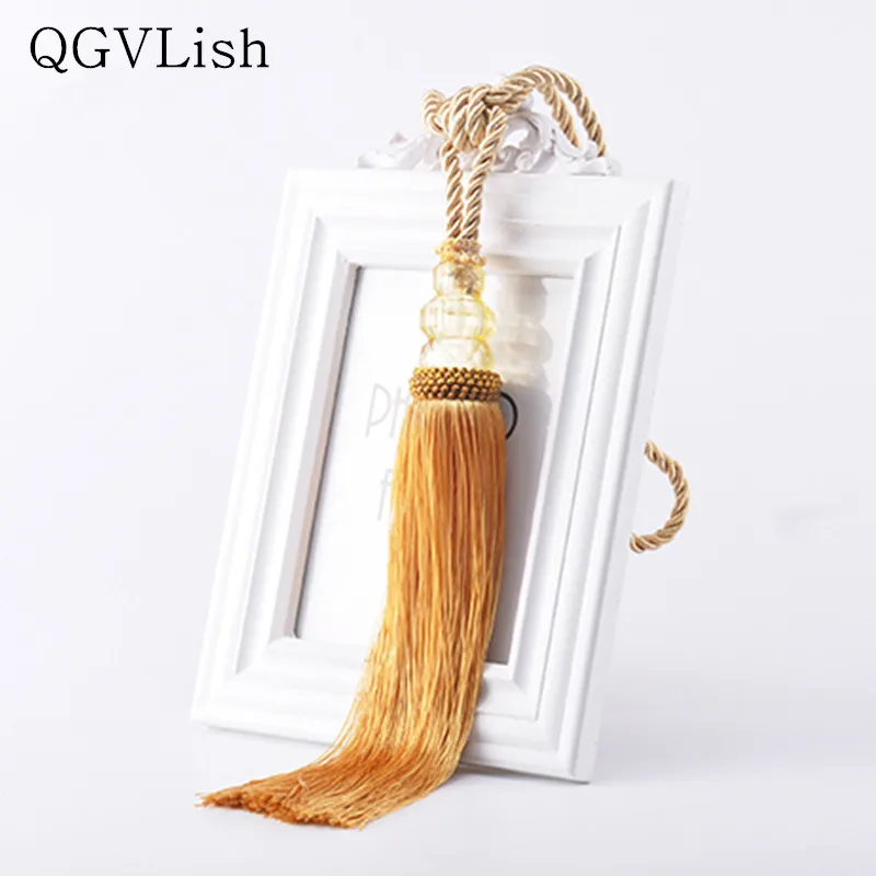 

QGVLish 2Pcs Crystal Curtain Tiebacks Hanging Belts Ropes Curtain Holdback Buckles Clasp Clips Curtain Accessories Hook Holder
