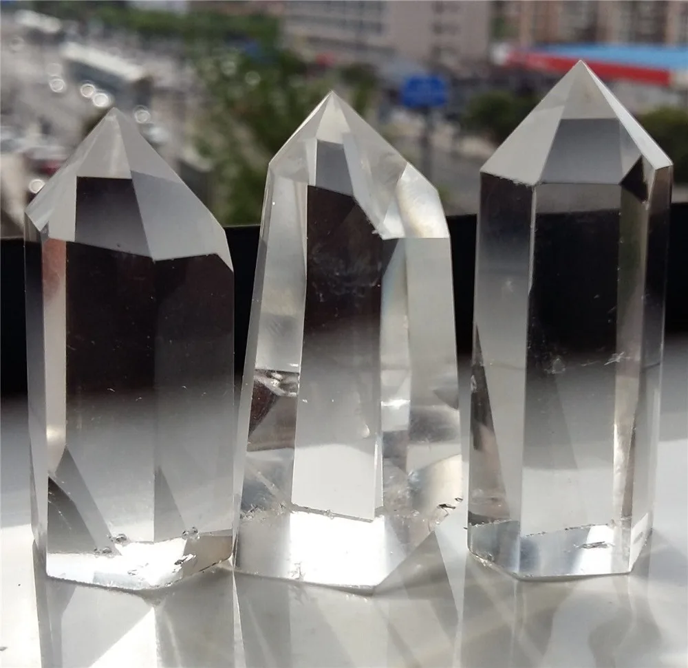 

wangfafa88000020859++3Pecs NATURAL QUARTZ CRYSTAL WAND POINT HEALING B636