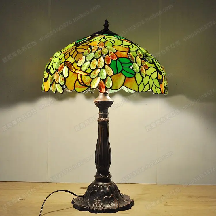 Европейский зеленый виноград лампа Тиффани вилла гостиная бар лампа стекло искусство роскошный, Классический Освещение