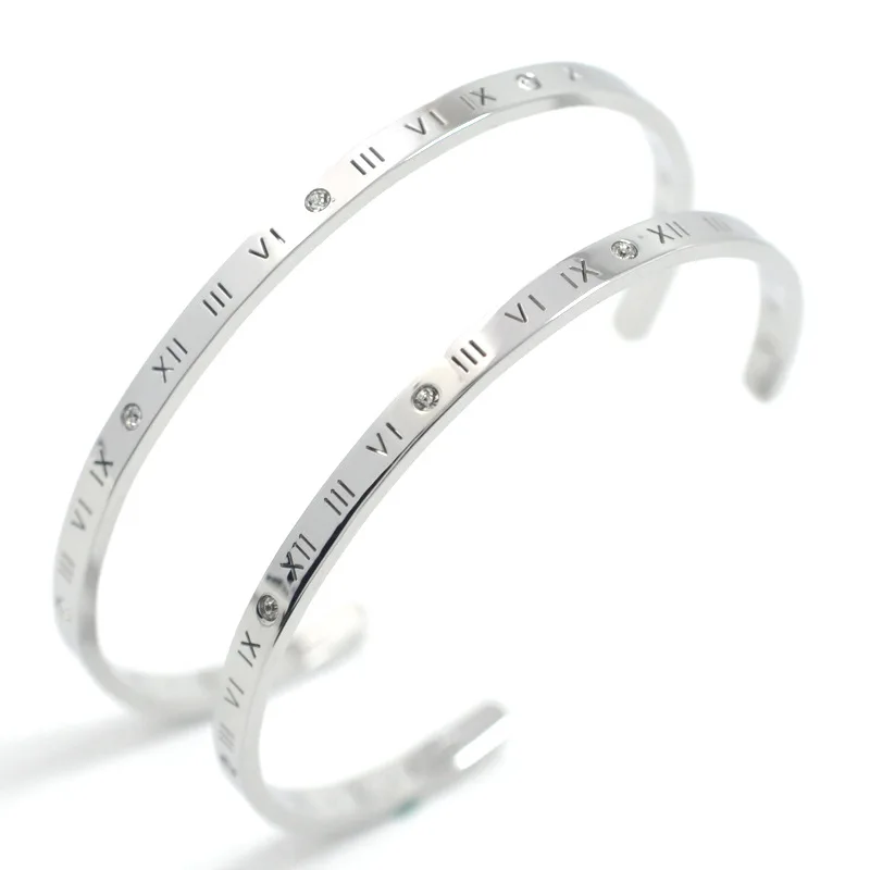 

Delicate Hollow Roman Numeral Bracelets & Bangles Titanium Steel Bangle Fine lovers Jewelry For Women men Bangle Top Quality