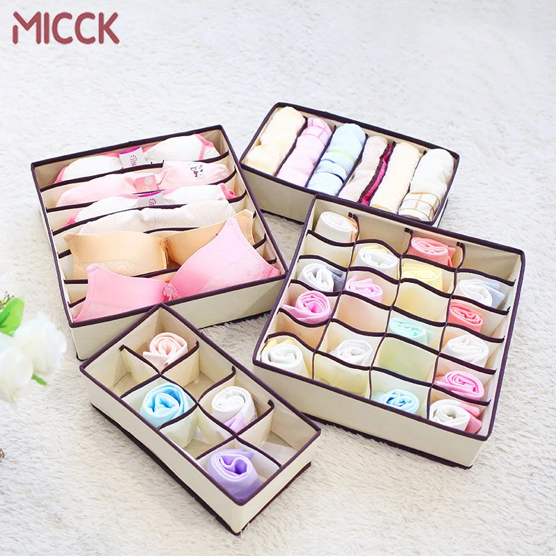 4 шт. Нетканая коробка для хранения нижнего белья MICCK складные Галстуки носки ящик