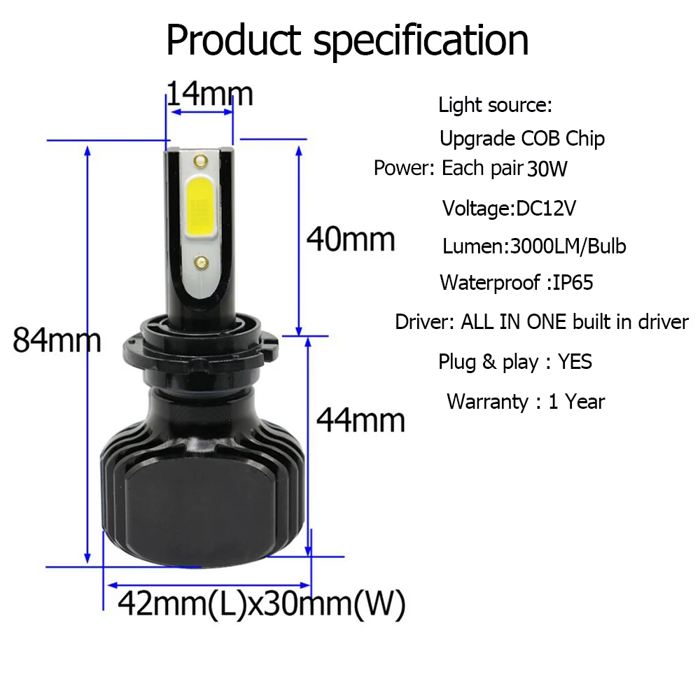 YAMYFF Автомобильные фары D1S светодиодный лампы D2S светодиодный D3S D4S автомобильный налобный фонарь 12 в 30 Вт 6000лм COB безвентиляторный светодиодный автомобильный противотуманный фонарь все в одном