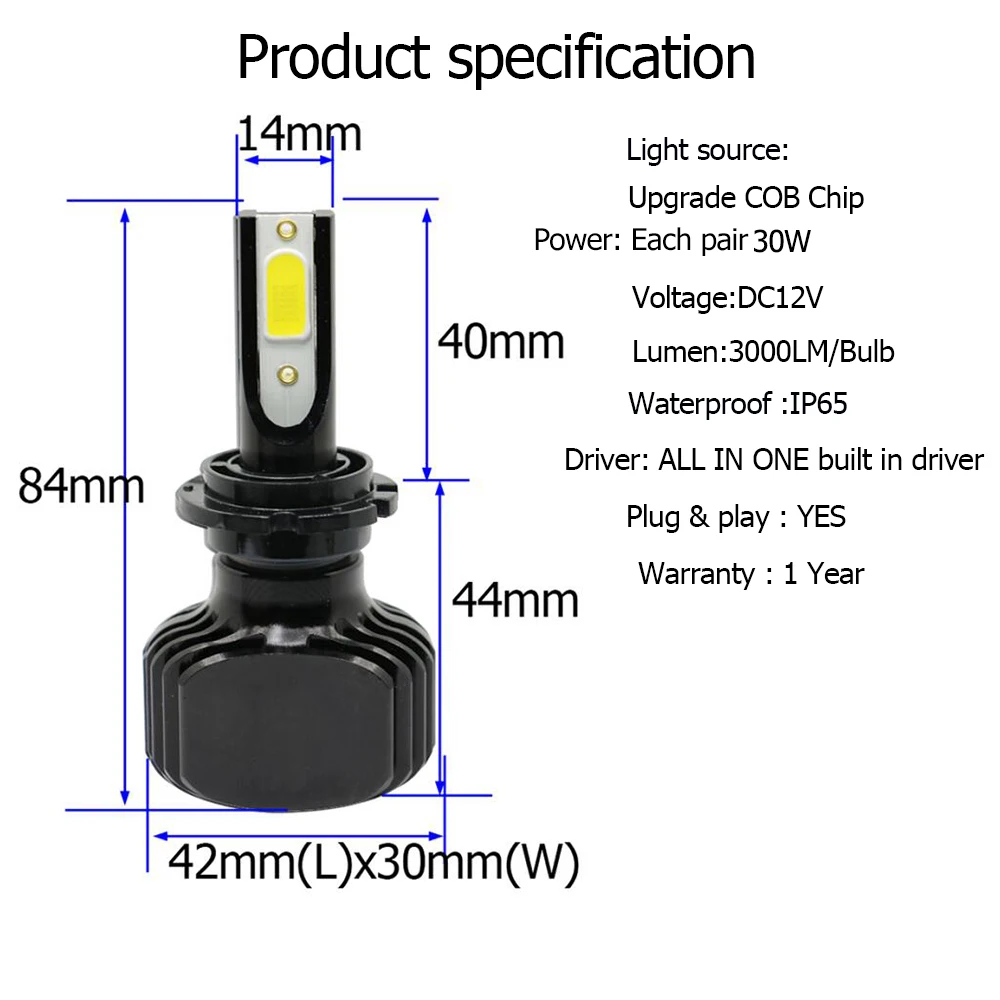 YAMYFF Car Headlight D1S LED Bulbs D2S LED D3S D4S Auto Headlamp 12V 30W 6000LM COB FANLESS LED Lamp Car Fog Lights All-in-One YAMYFF Car Headlight D1S LED Bulbs D2S LED D3S D4S Auto Headlamp 12V 30W 6000LM COB FANLESS LED Lamp Car Fog Lights All-in-One