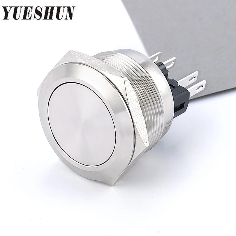 

YUESHUN 25mm PushButton Switch Start Anti Vandal Momentary Push Button Doorbell Switch pin Terminal Flat Round Stainless Steel