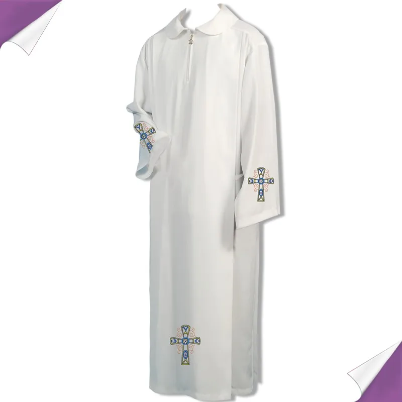 BLESSUME католический белый альб Vestments сплошной халат церковный духовенство Vestments католический Cassock жрец Chasuble Cope халат cattolico