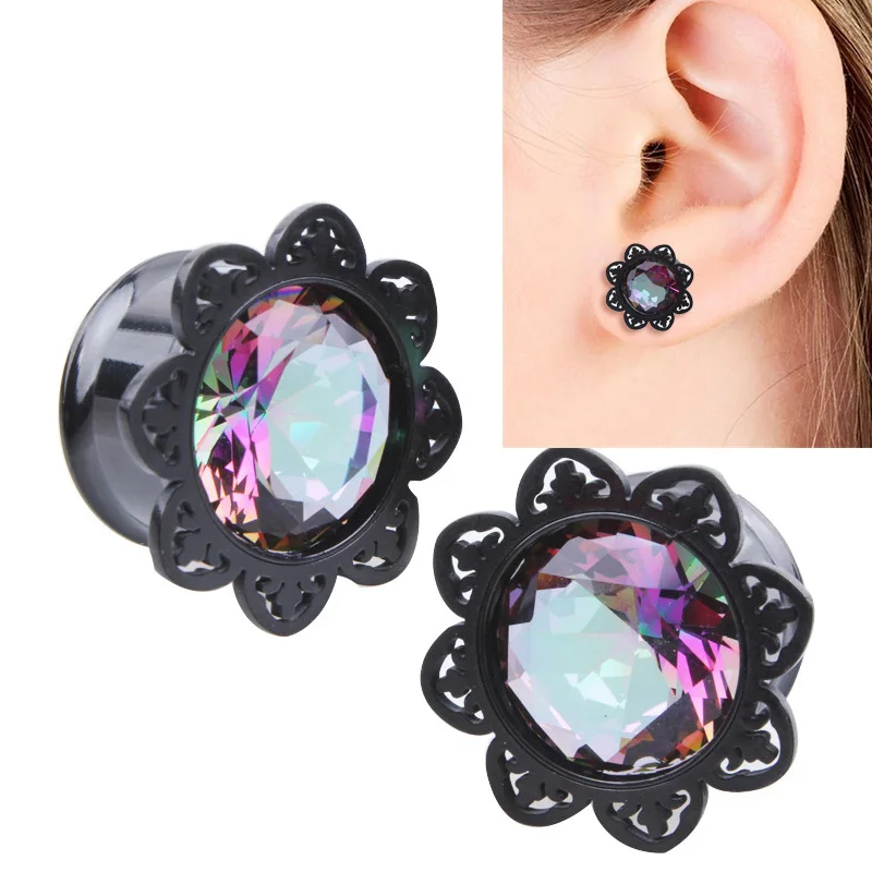 

Flower Ear Gauges Tunnels Plugs Stainless Steel Body Piercing CX17