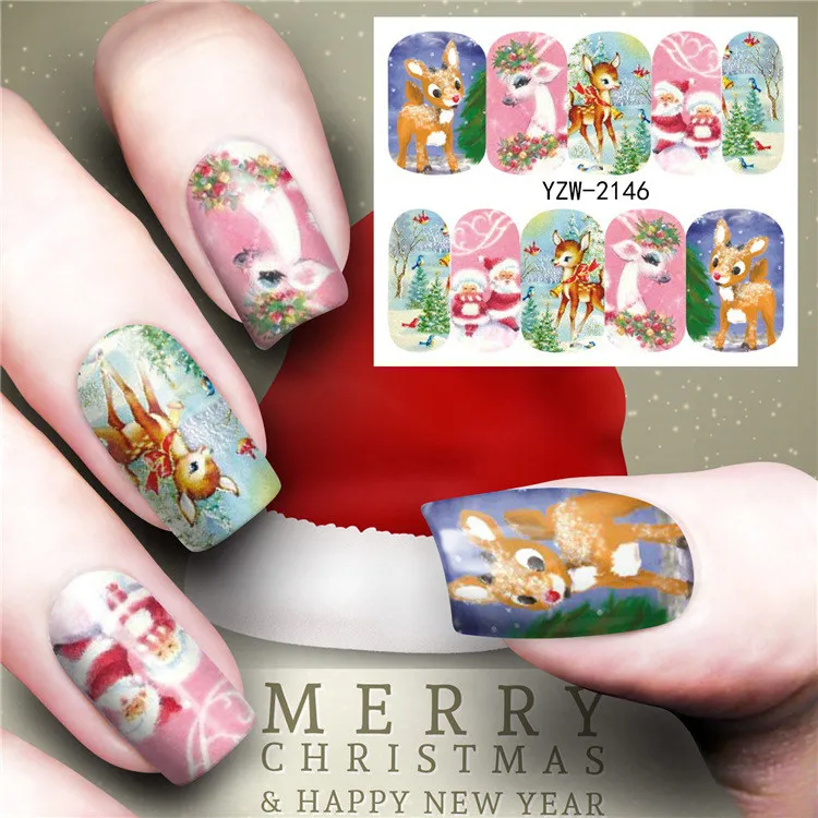 Nail sticker art decoration deer winter tree slider adhesive Water Transfer decals manicure lacquer accessoires polish foil | Красота и