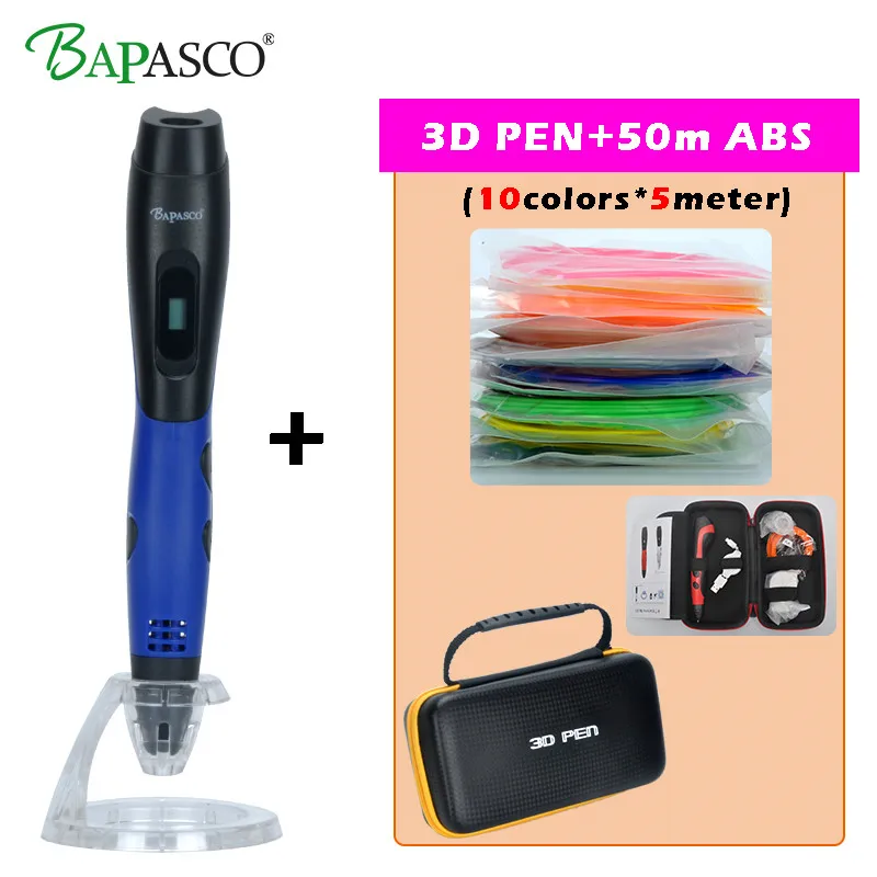 

New BAPASCO 3d printing modles pen 50M(10Color) ABS/PLA filament 3d pen for children 3D wallpaper scribble pen 3d plastic handle