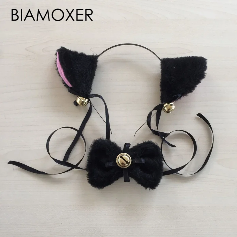 Lolita Headband Fur Ears Pattern Hair Cat Bell Clips For Women Fox Cat