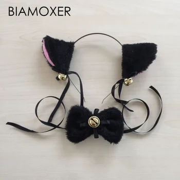 

Lolita Headband Fur Ears Pattern Hair Cat Bell Clips For Women Fox Cat Ear Hair Hoop Tail hair accessories Cosplay