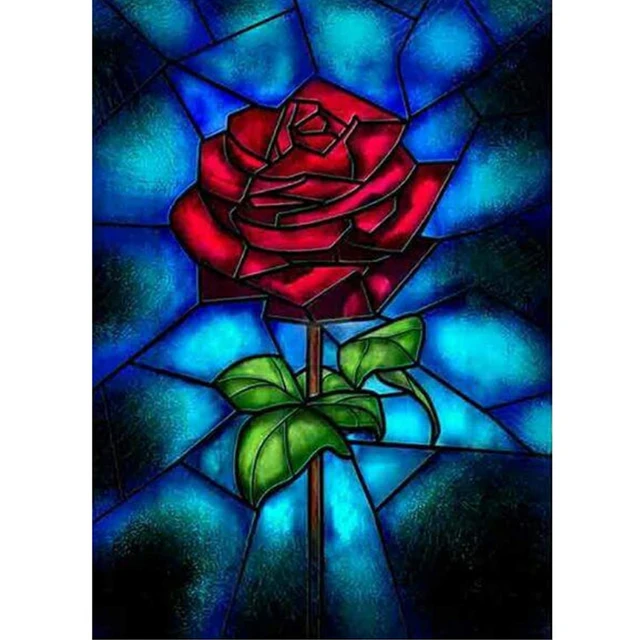 Red Rose Diamond Mosaic Wall Painting DIY 5D Diamond Painting Red Rose