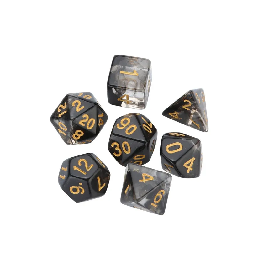 7Pcs For Party Game Dungeons & Dragons Polyhedral D4-20 Multi Sided Acrylic Dice for TRPG game lovers #2p09 (9)