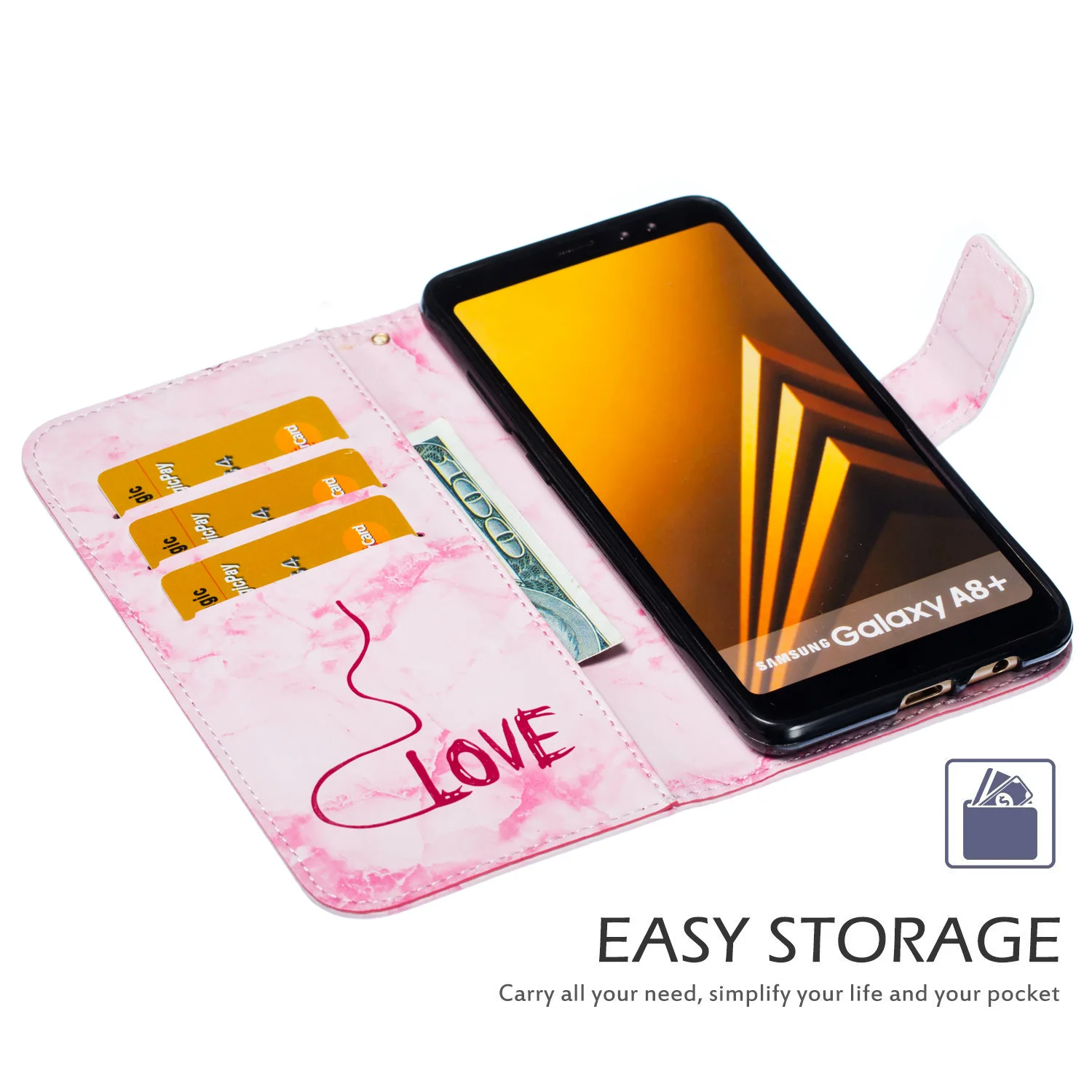 Сердце любовь Coque для samsung A6 A8 6 8 плюс 2018 чехол телефона Caso 3D Флип искусственной