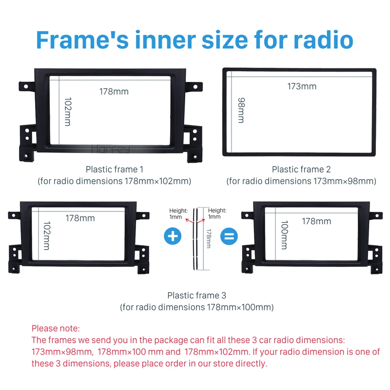 Harfey 2Din стерео радио фасции 173*98 мм панель Рамка для 2005 2006- Suzuki Grand Vitara gps Авторадио приборной панели монтажный комплект