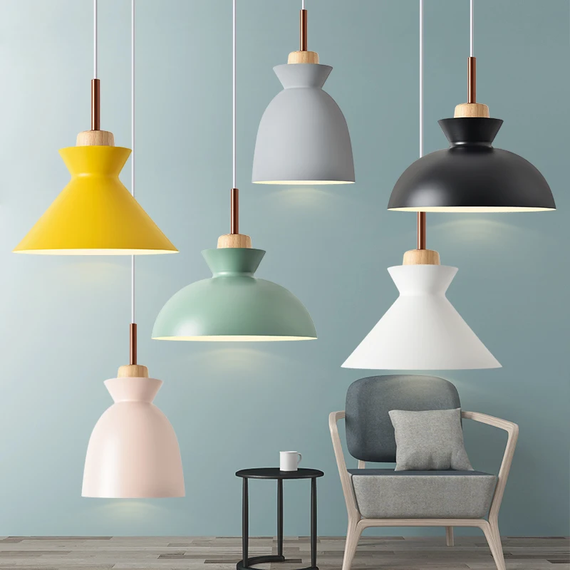 Günstige Skandinavischen Restaurant Lampe Kronleuchter Moderne Kreative Bar Lampe Persönlichkeit Farbe esszimmer drei Makaron Kronleuchter