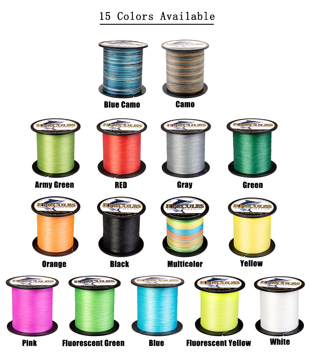 Hercules-Braided Fishing Line, 9 Strands, 300m Braid Wire, Super PE Strong  Strength Fish Line Multifilament, 10LB-320 LB