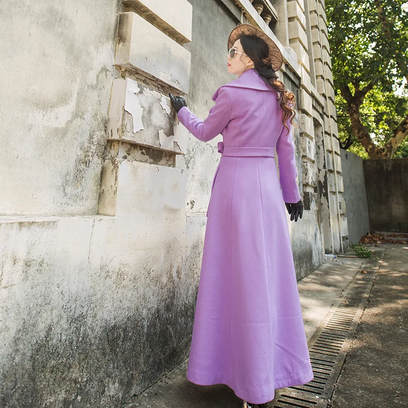 YOSIMI 2018 Autumn Winter Maxi Elegant Wool Long Women Coat Women Purple Plus Size Coat Famale S-XXL Coats and Jackets Women YOSIMI 2018 Autumn Winter Maxi Elegant Wool Long Women Coat Women Purple Plus Size Coat Famale S-XXL Coats and Jackets Women