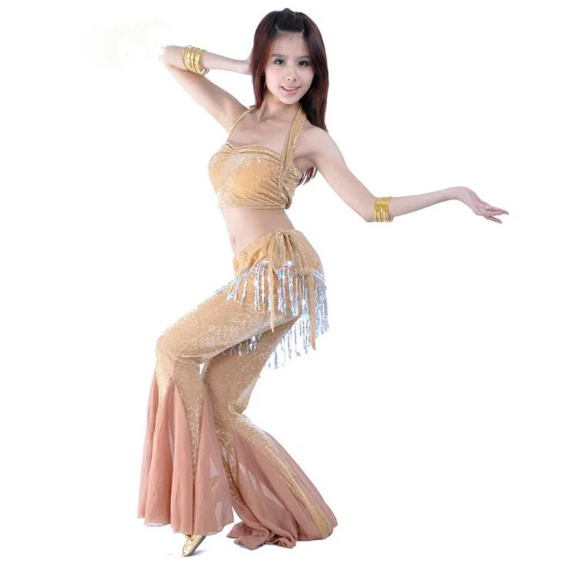 

2019 Original Belly dance costumes sexy gauze sleeves top+gauze pants for women belly dance costume set 10 colors
