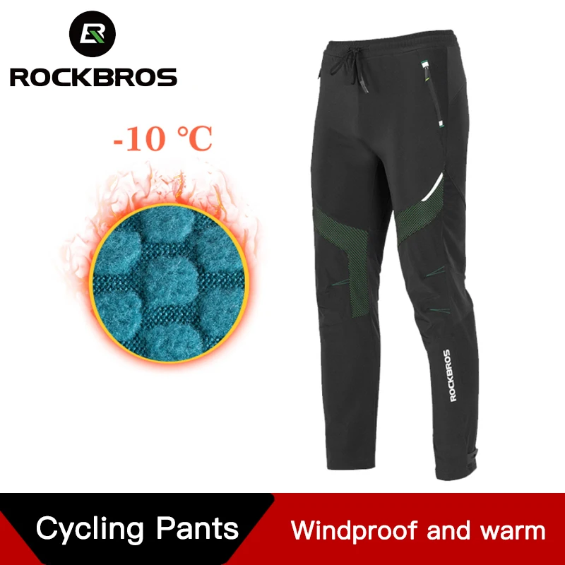 ROCKBROS одежда для бега, зимние штаны для велоспорта, мужские флисовые спортивные Светоотражающие Брюки, сохраняющие тепло, штаны для велоспорта и горного велосипеда
