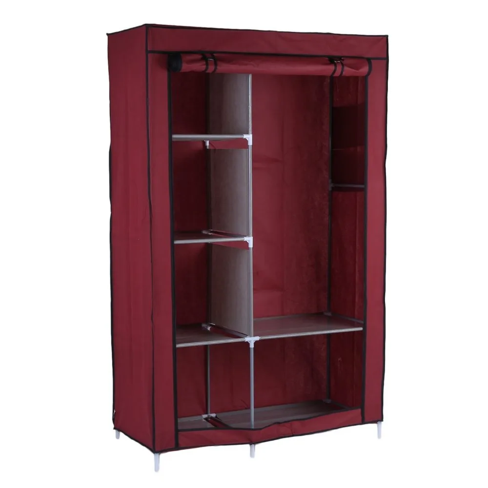 

Portable Wardrobe DIY Anti-dust Moisture-proof Non-Woven Foldable Clothe Storage Cabinet Shelf Closet With Hanging Track