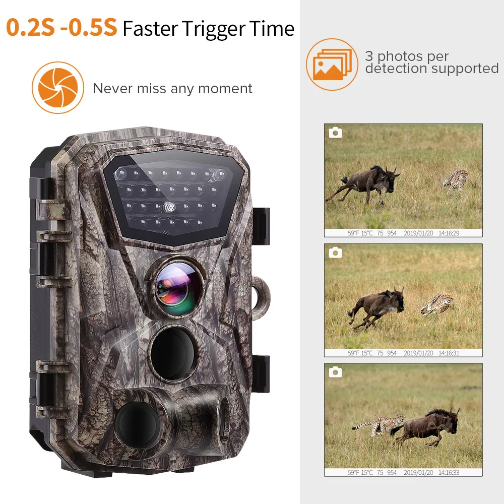 BOBLOV H883 18MP 1080P Hunting Trail Camera 24 Infrared LEDs 120 Degree PIR Lens Scouting Wildlife Night Vision Cameras