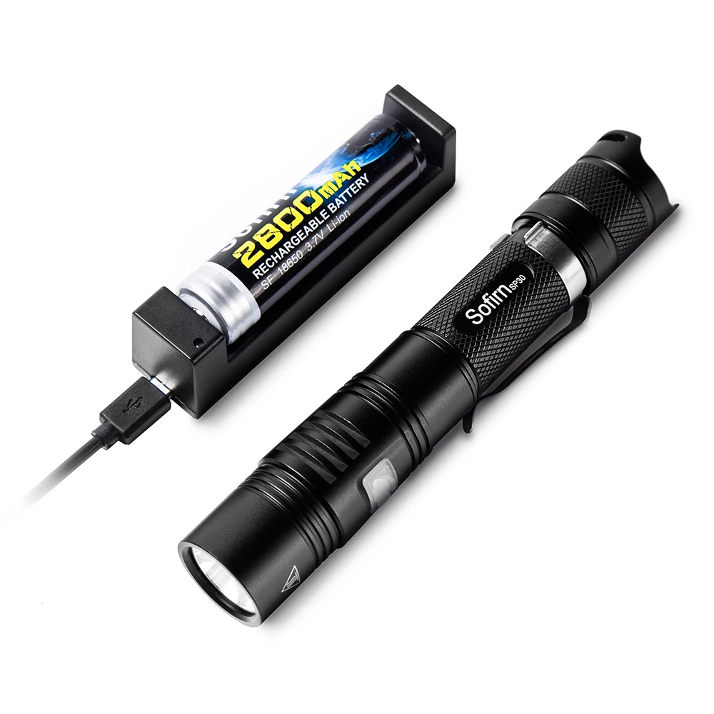 

Sofirn SP30 Kit Cree XPL 1000LM Powerful LED Flashlight 18650 Tactical Torch Light 6 Modes with Battery Charger Power indicator