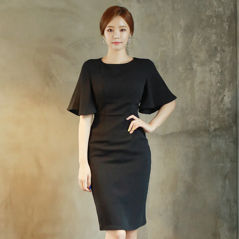 

Solid color Dress Women,Summer sexy casual dress,2018 Summer High waist lotus leaf sleeve o-neck bohemian stright dress