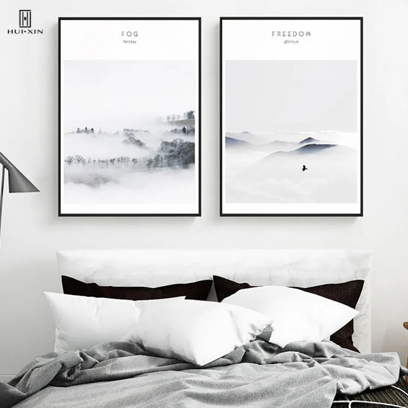

Nordic Concise Style Landscape Paintings Of Mountain Range And White Snow Prints On Canvas Pictures Posters For Wall Decor