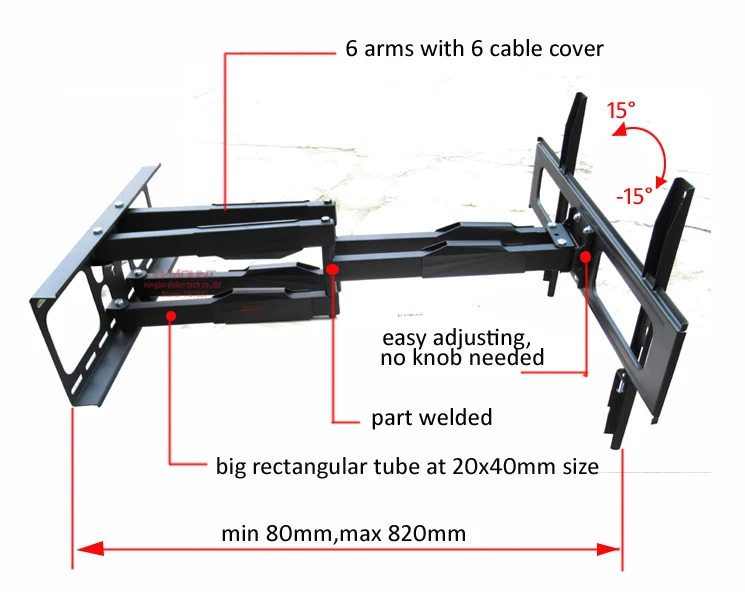 Suporte de Montagem na Parede Novo 600x400 Retrátil Braço Duplo Balanço Lcd tv Perfil Longo Dl-d-a64l 60kg 70 65 - Image 2