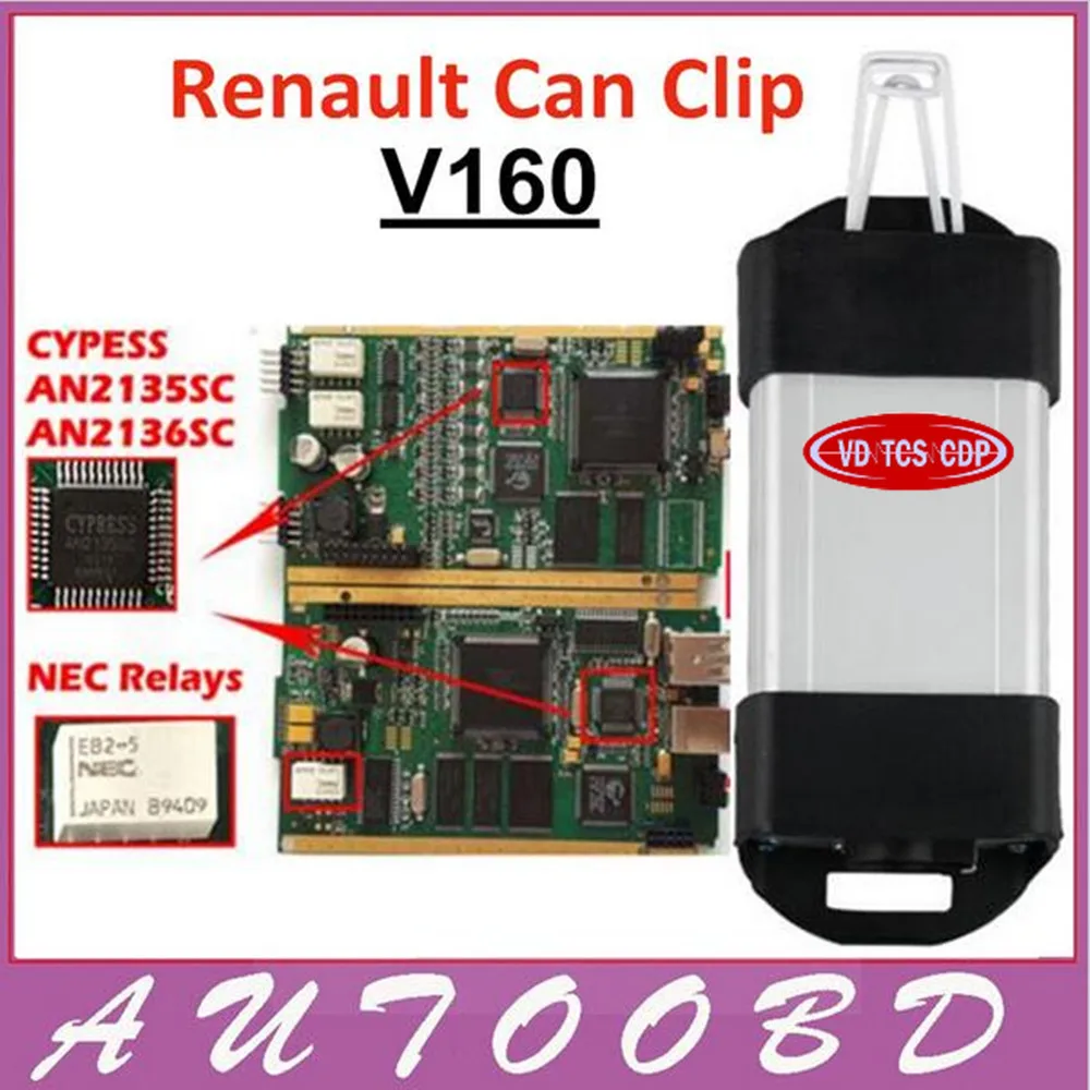

A Version A+ Full Chip Renault Can Clip V160 With CYPERSS AN2135SC Chip CAN Clip For Renault Tester Multi-Language Golden Edge