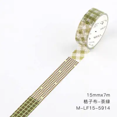 15mm wide color plaids checks grid control square grid collage washi tape DIY Planner diary scrapbooking masking tape escolar - Цвет: dark green checks