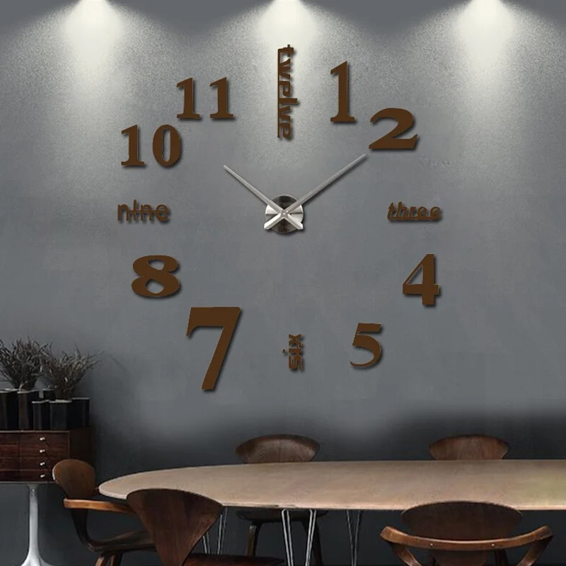 new fashion diy acrylic mirror wall clock europe 3d big quartz watch still life clocks living room home decoration stickers