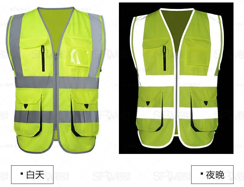 Sfvest Два Тона Светоотражающие жилет безопасности работы форма спецодежды hi vis жилет с Muilti карманов Бесплатная доставка