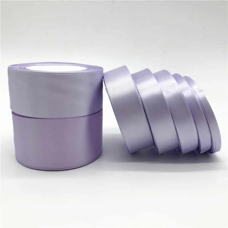 Атласная лента, 25 ярдов/рулон, 6 мм-50 мм, лента для банта, свадьбы, рождественской вечеринки, украшения, подарочная упаковка «сделай сам» - Цвет: Light purple