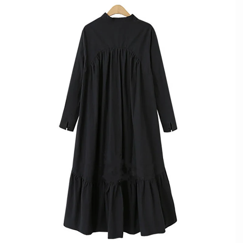 New Summer Autumn Plus Size Dresses Women 4xl Loose long vintage stand-up dress with irregular large dress. Fashion Female