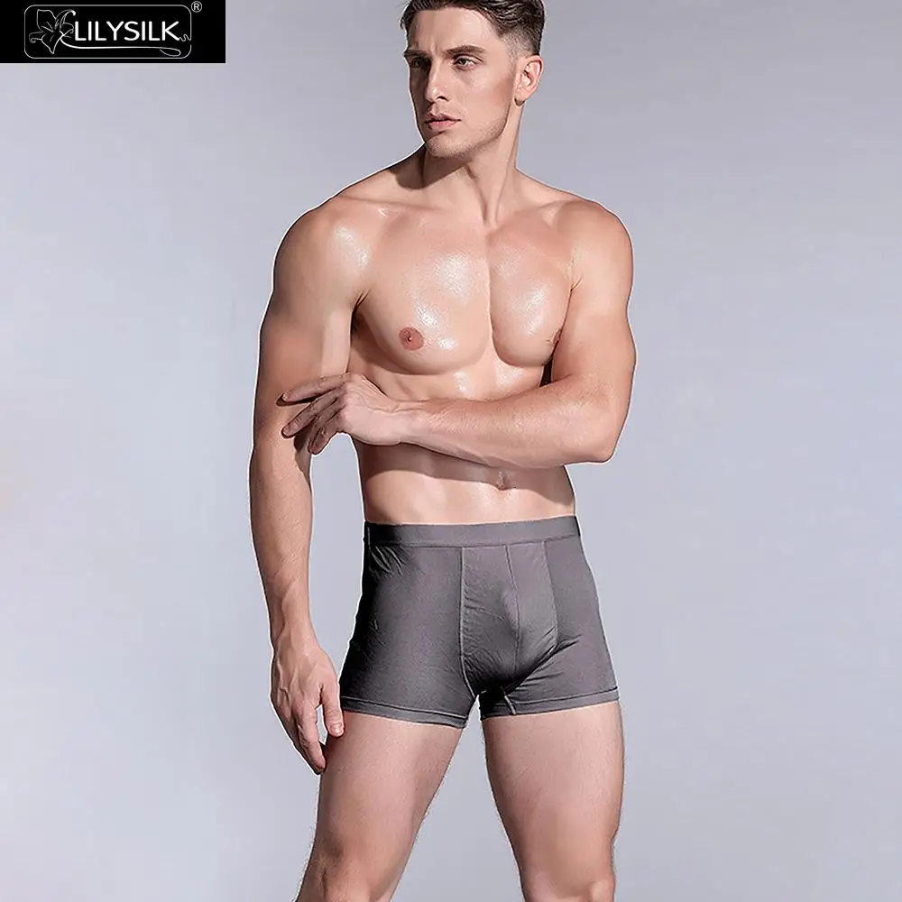 Dark Gray Lilysilk Мужские Трусы Дышащие шелковые треугольные - Цвет: Dark Gray