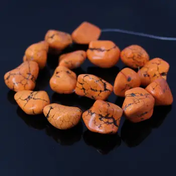 

3strand Large Orange Raw Tur quoise Rough Freeform Cut Nugget Beads,Natural Howlite Ore Nugget Chip Bead Jewelry Necklace Making