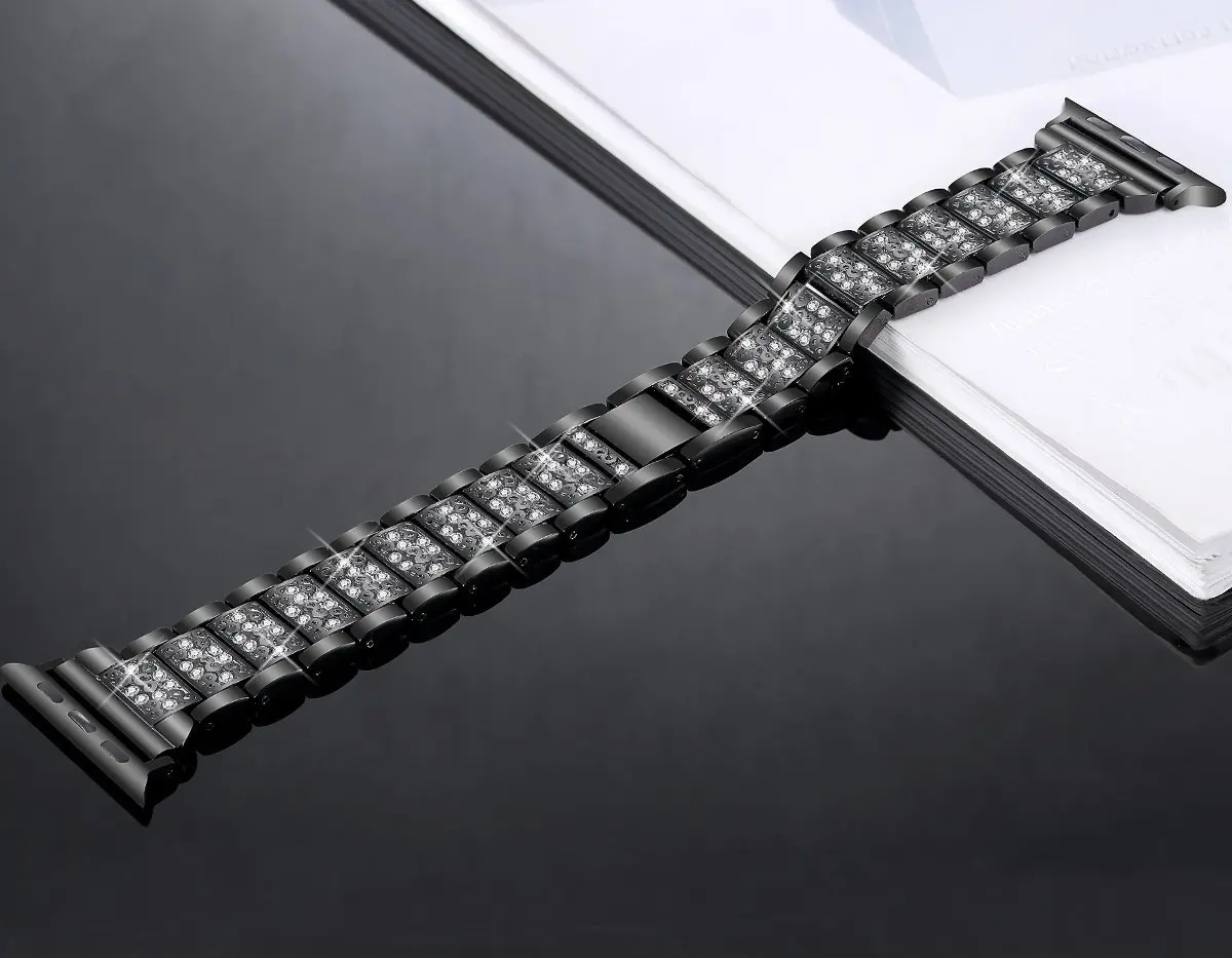 Хохлатый Алмазный ремешок для apple watch 42 мм/44 мм apple watch 4 3 iwatch ремешок 38 мм/40 мм браслет на запястье из нержавеющей стали ремень
