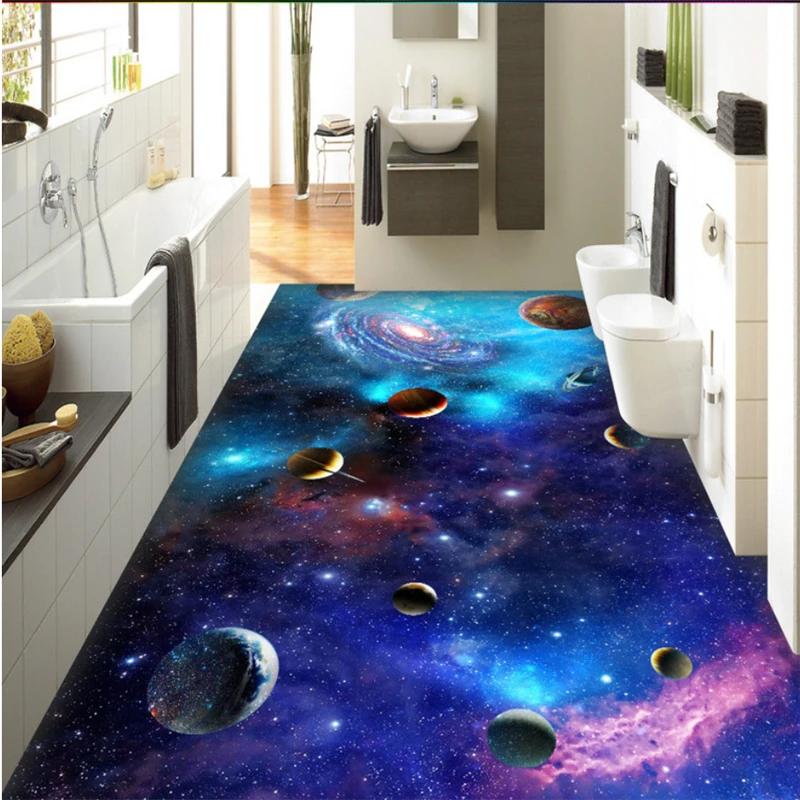 Beibehang 3d Wallpaper Floor Cosmic Galaxy Star 3d Floor Painting 3d