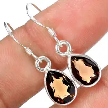 Оригинальные серьги из дымчатого кварца Серебро 925 пробы KE0144, 28 мм, 3,3 г