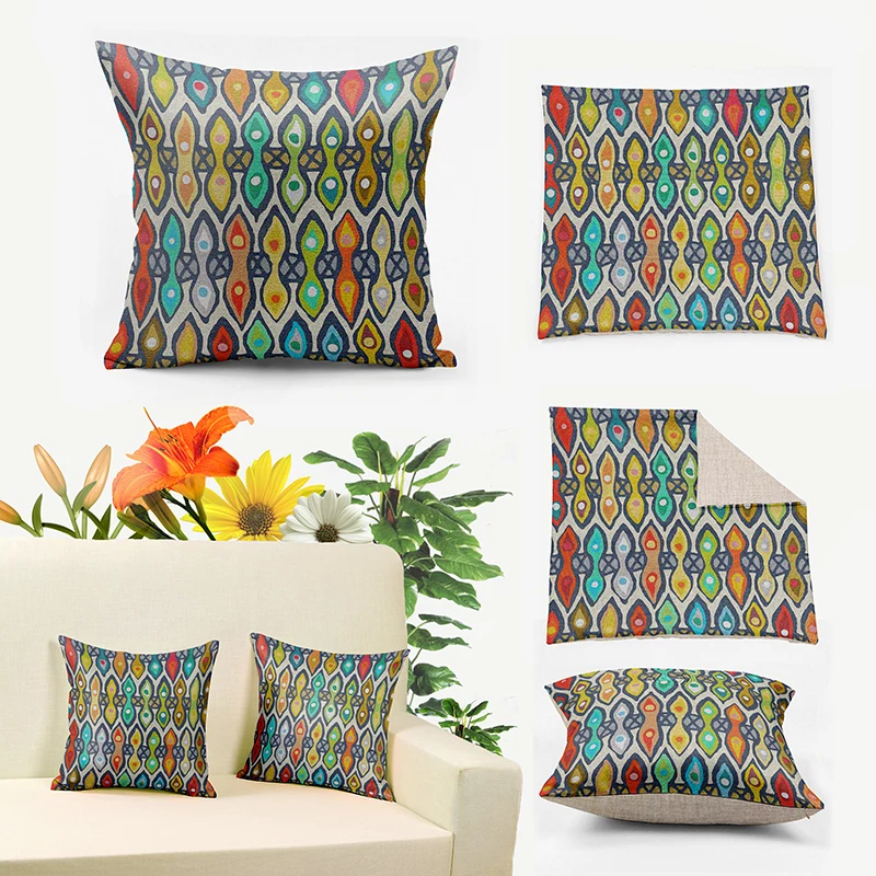 Ikathome Vintage Watercolor Pictographic Totem Boho Tribal Linen
