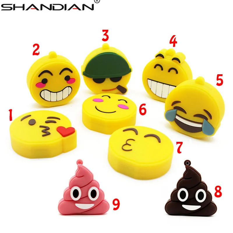 

SHANDIAN USB 2.0 stick smile Emoji emotion expression USB flash drive pen drive 4GB 16GB 32GB 64GB memory Stick Pendrive U Disk