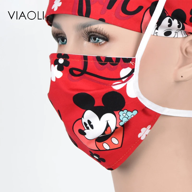 Viaoli новая красная Кепка с принтом логотипа Микки ДЛЯ операционного зала, хлопковая кепка для работы с докторами красоты