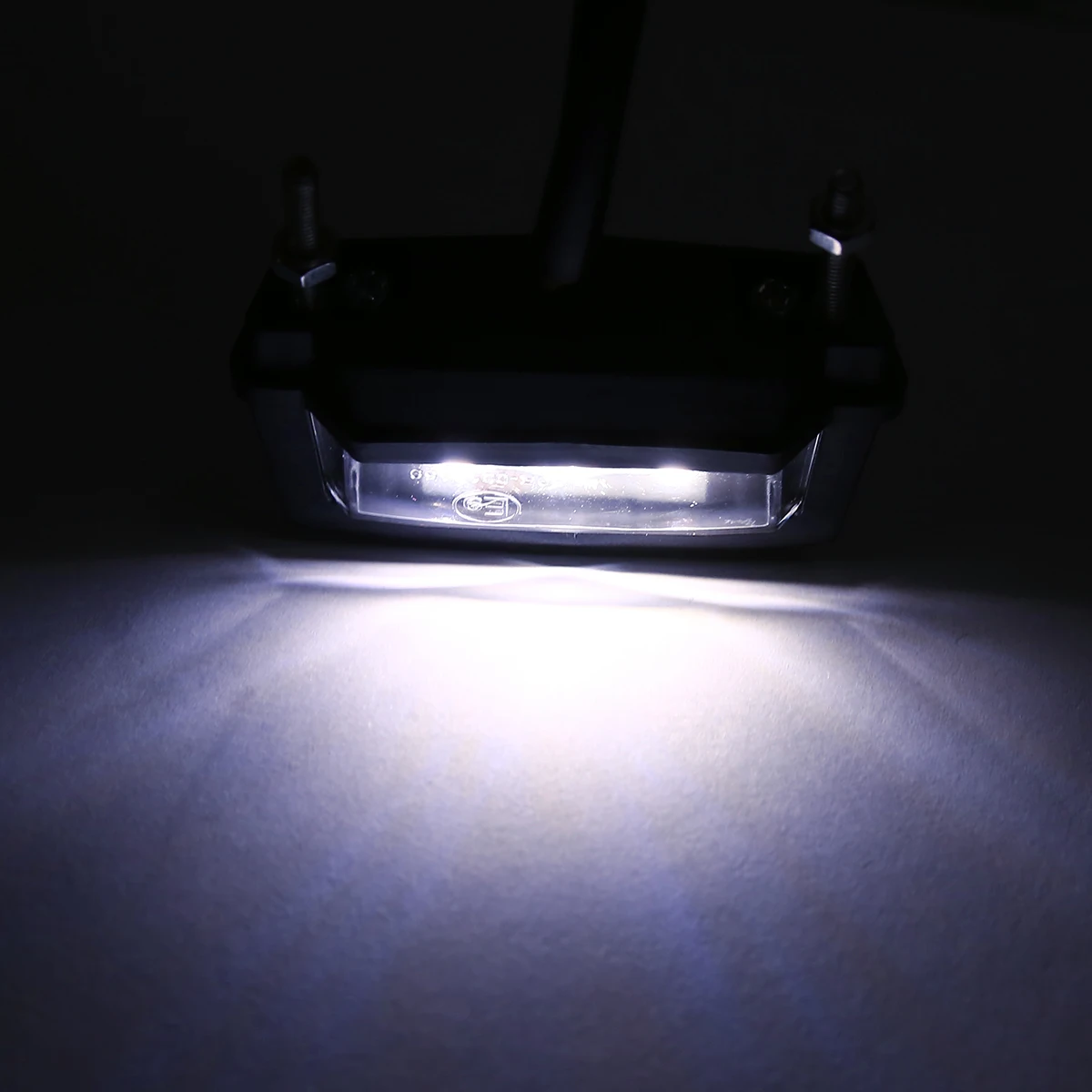 Mayitr 1PC Durable Motorcycle 12V Rear Tail Number Light Mini White LED License Plate Lights Black For Off-road Scooter ATV