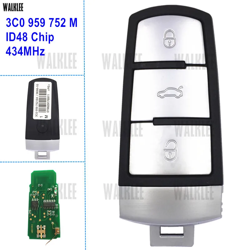 

WALKLEE Smart Remote Key Door Controller 434MHz suit for VW/VOLKSWAGEN PASSAT/CC/MAGOTAN 3C0959752M 3C0 959 752 M 202M